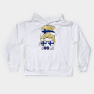 Suomi Finland Flag Girls Finnish Girl Kids Kids Hoodie